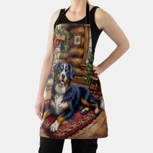 Delantal Perro de montaña bernés vintage Cabaña de Navidad