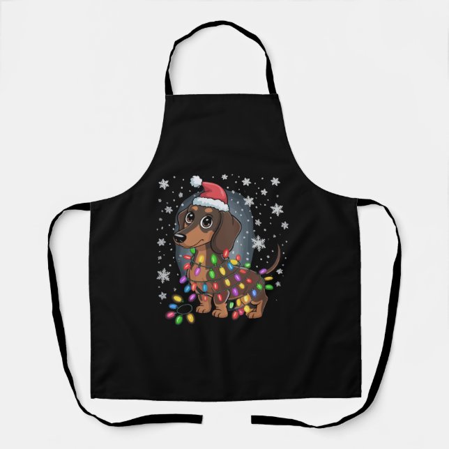 Delantal Perro de Navidad Dachshund Santa Wiener (Anverso)
