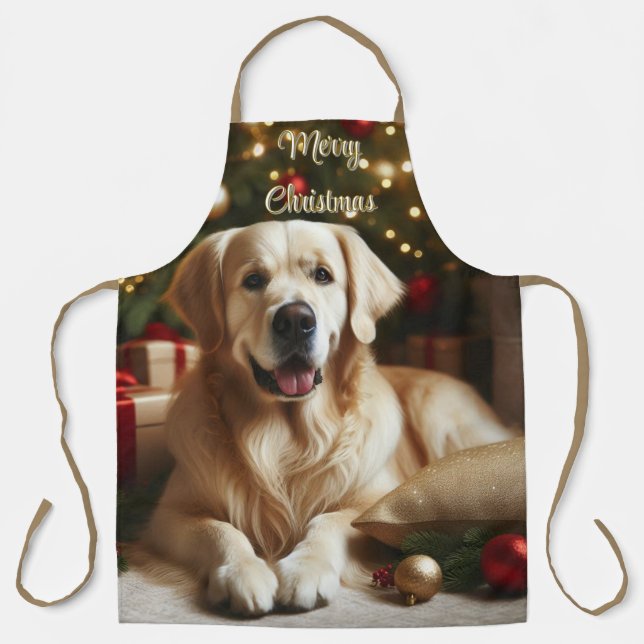 Delantal Perro de Navidad Golden Retriever (Anverso)