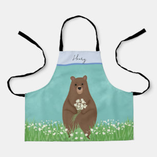 Delantal Perro de niño personalizado de oso marrón lindo
