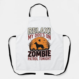 Delantal Perro de Patrulla Zombie Grabado Vintage de Hallow