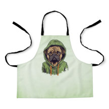 Perro de Pug con capucha verde