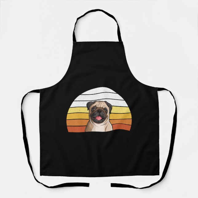 Delantal Perro de pug ventilado retro lindo para perro mejo (Anverso)