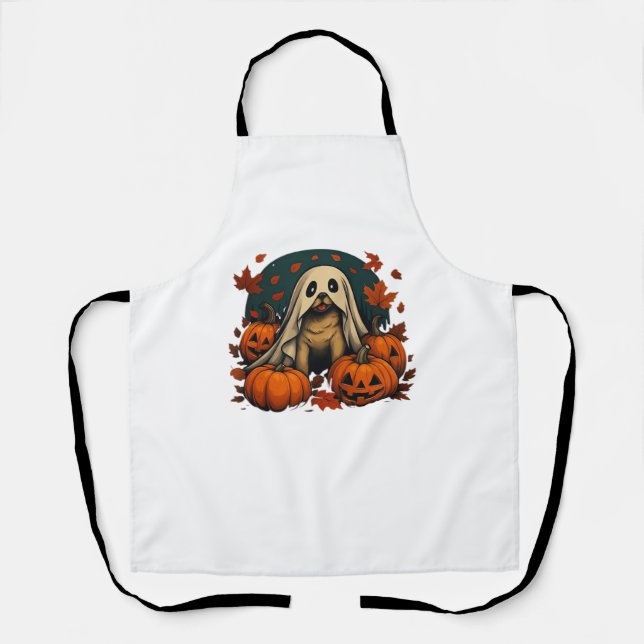 Delantal Perro de puré con calabazas caen Halloween Classic (Anverso)
