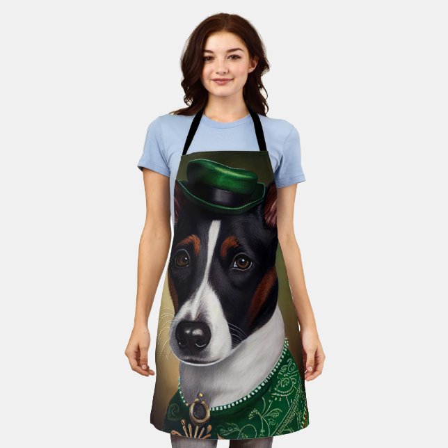 Delantal Perro de Rat Terrier con vestido de San Patricio (Gastado)