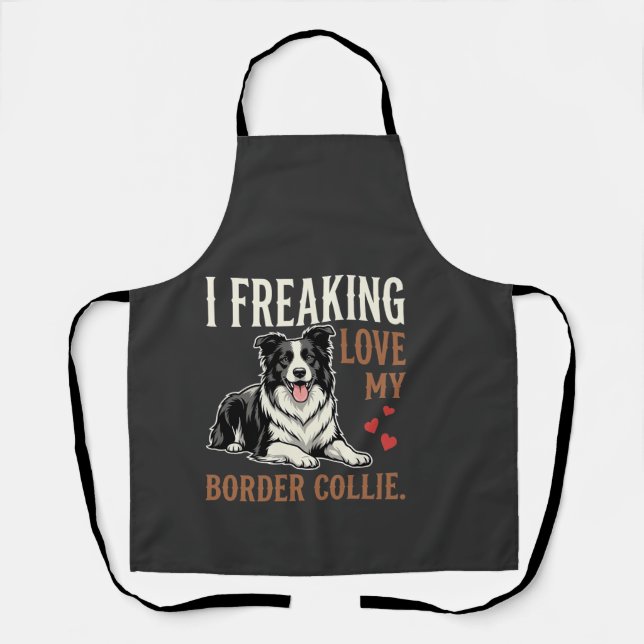 Delantal Perro divertido de amor Border Collie (Anverso)