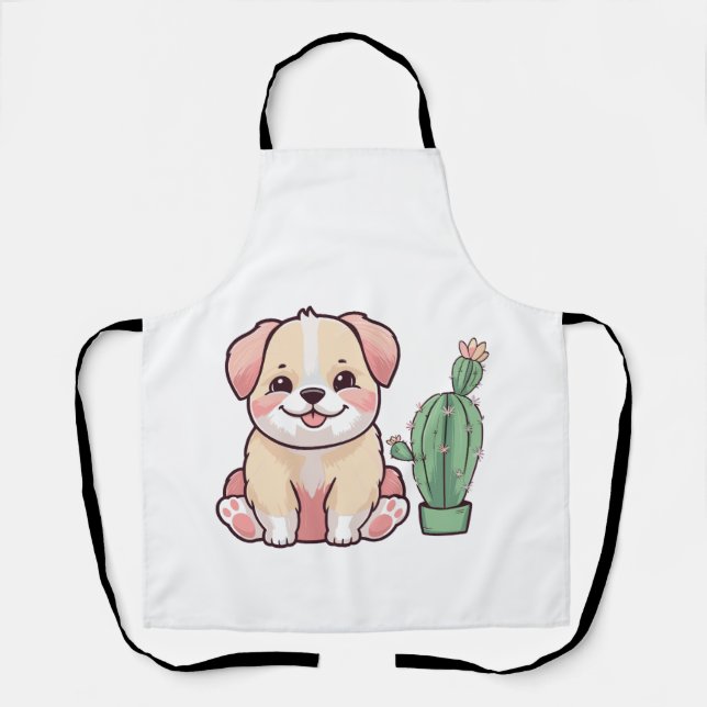Delantal Perro dulce con cactus (Anverso)
