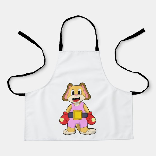 Delantal Perro en boxeo con guantes de boxeo (Anverso)