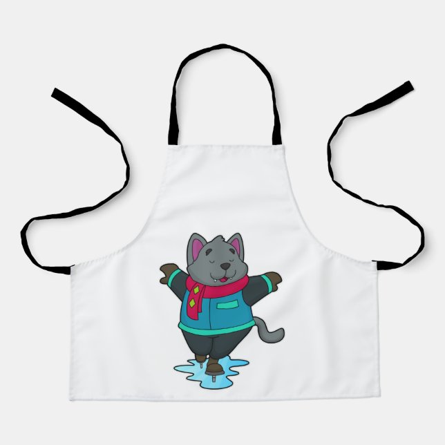 Delantal Perro en patinaje sobre hielo con patines de hielo (Anverso)