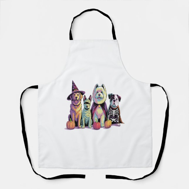 Delantal Perro Escuadrón de Cepillo de Halloween (Anverso)