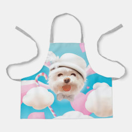 Delantal Perro esponjoso con Gorra blanco