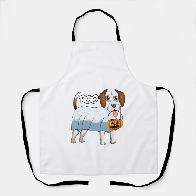 Delantal Perro fantasma de Halloween Beagle (Anverso)