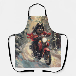 Delantal Perro Finnish Lapphund montando motocicleta en Nav