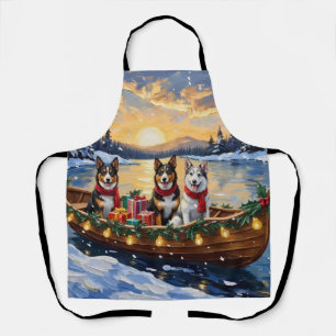 Delantal Perro Ganadero Australiano Barco De Navidad Fiesta