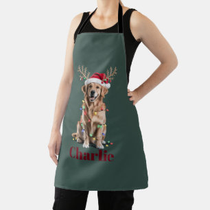 Delantal Perro Golden Retriever Navidad Nombre Personalizad