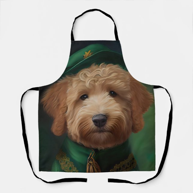 Delantal Perro Goldendoodle con vestido del Día de San Patr (Anverso)