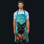 Delantal Perro Grooming<br><div class="desc">Un lindo schnauzer negro en miniatura sobre un turquesa brillante acentuado con huellas de pata,  este delantal perrito que prepara a los perros es divertido para sus negocios y empleados.</div>