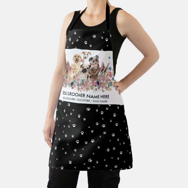 Delantal Perro Grooming Spa Black White Tiny Pays (in situ)