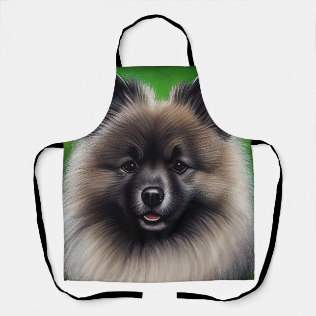 Delantal Perro Keeshond con vestido de San Patricio (Anverso)