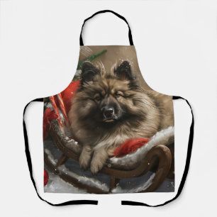Delantal perro keeshond Navidad Festiva 