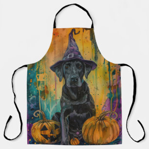 Delantal Perro labrador espeluznante, bruja de Halloween y