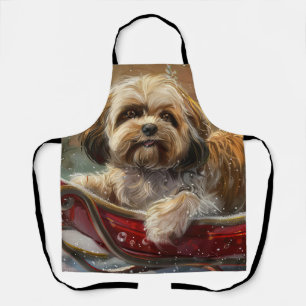 Delantal Perro Lhasa Apso Navidad Festiva