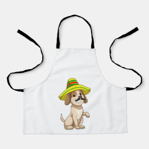 Delantal Perro mexicano con gorra de paja