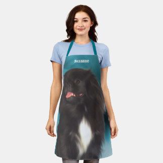Delantal Perro morado negro pekingés personalizado
