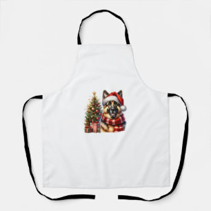 Delantal Perro pastor alemán lindo árbol de Navidad Santa H