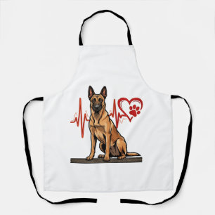 Delantal Perro pastor belga latido de corazón pata corazón