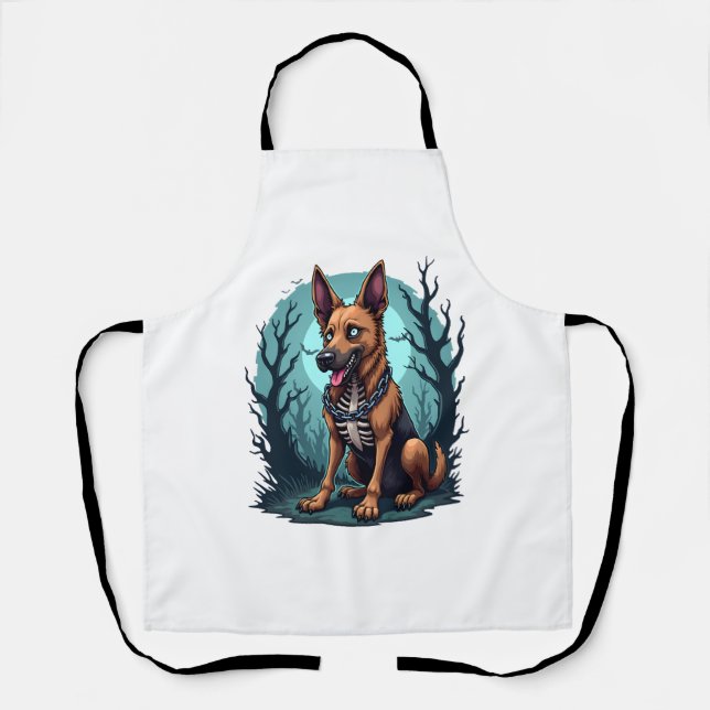 Delantal Perro Pastor Esqueleto (Anverso)