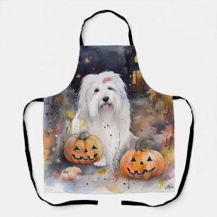 Delantal Perro pastor inglés antiguo de Halloween con calab