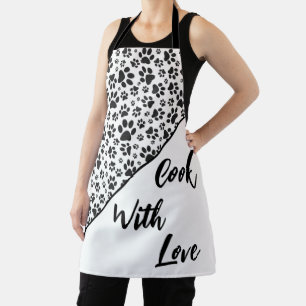 Delantal Perro Paws Black and White Polka Dot Apron
