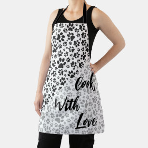 Delantal Perro Paws Black and White Polka Dot Apron