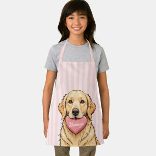Delantal Perro Personalizado con Corazón Rosa
