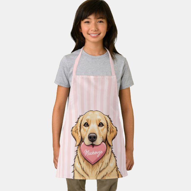 Delantal Perro Personalizado con Corazón Rosa (in situ)