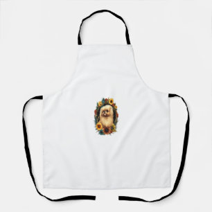 Delantal Perro picante de girasol Hippie Floral Pekingese