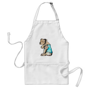 Delantal Perro Pitbull Amo A Papá Tattoo Familia Funny