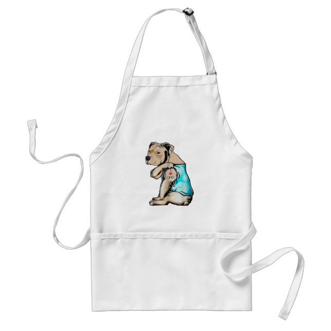Delantal Perro Pitbull Amo A Papá Tattoo Familia Funny (Frente)