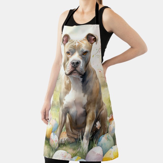 Delantal Perro Pitbull con huevos de Pascua Fiesta (in situ)
