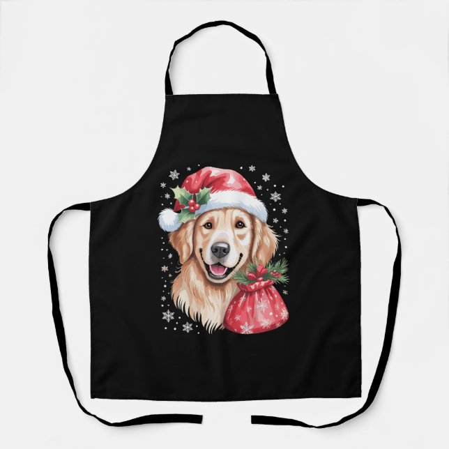 Delantal Perro Retriever Dorado Fiesta de Luces de Navidad (Anverso)