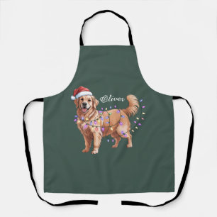Delantal Perro Retriever Dorado Navidad Nombre Personalizad