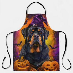 Delantal Perro Rottweiler Espeluznante Bruja de Halloween y