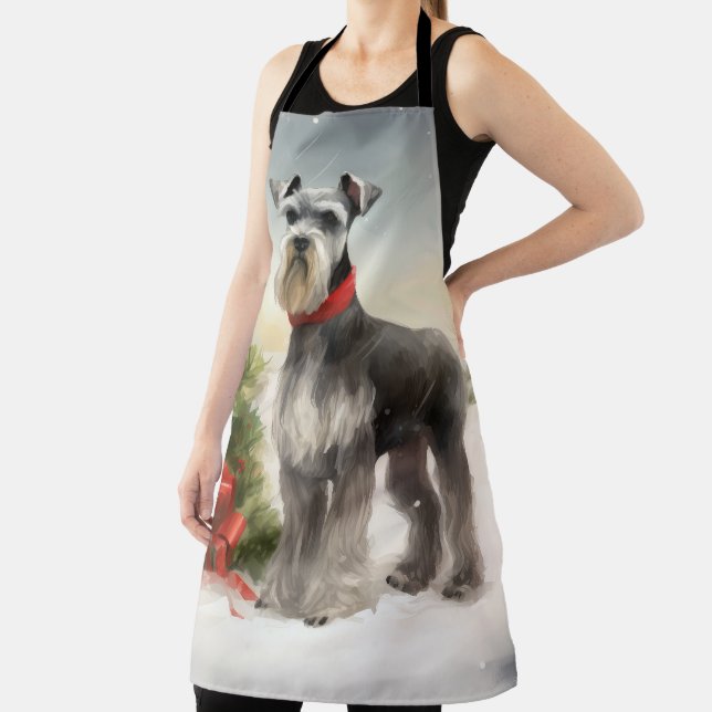 Delantal Perro Schnauzer en Navidad con Nieve (in situ)
