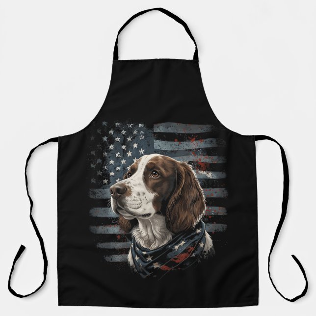 Delantal Perro Springer Spaniel Bandera Americana (Anverso)