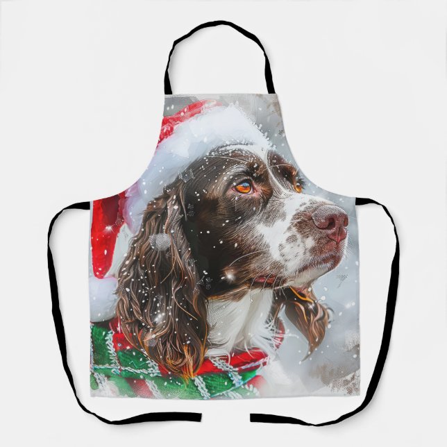 Delantal Perro Springer Spaniel Festividad de Navidad (Anverso)