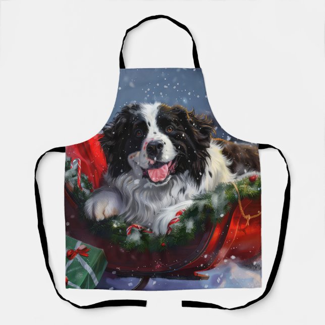 Delantal Perro Terranova Navidad Festiva (Anverso)