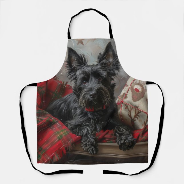 Delantal Perro Terrier Escocés Navidad Festiva (Anverso)