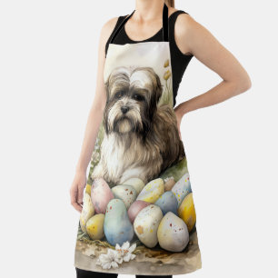 Delantal Perro Terrier Tibetano con huevos de Pascua