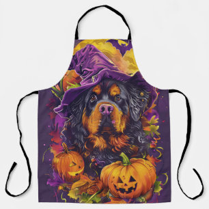 Delantal Perro tibetano mastín espeluznante Halloween bruja
